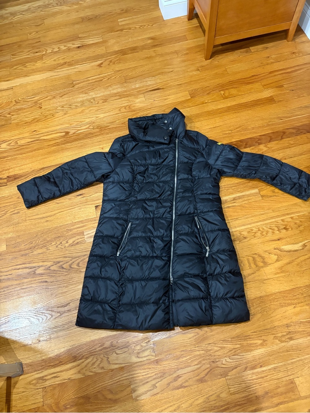 Sz 14 Barbour Black Women's Long Quilted Puffer Coat - Classic Winter Outerwear